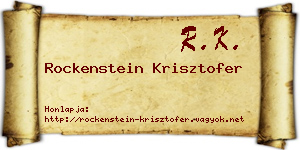 Rockenstein Krisztofer névjegykártya